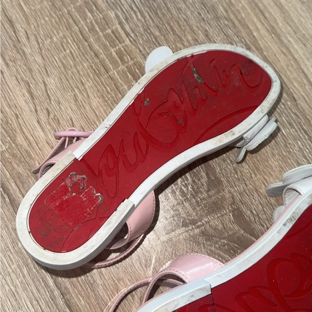 Christian Louboutin Pensatoi Light Pink Flower Leather Sandals Size 29/11‎